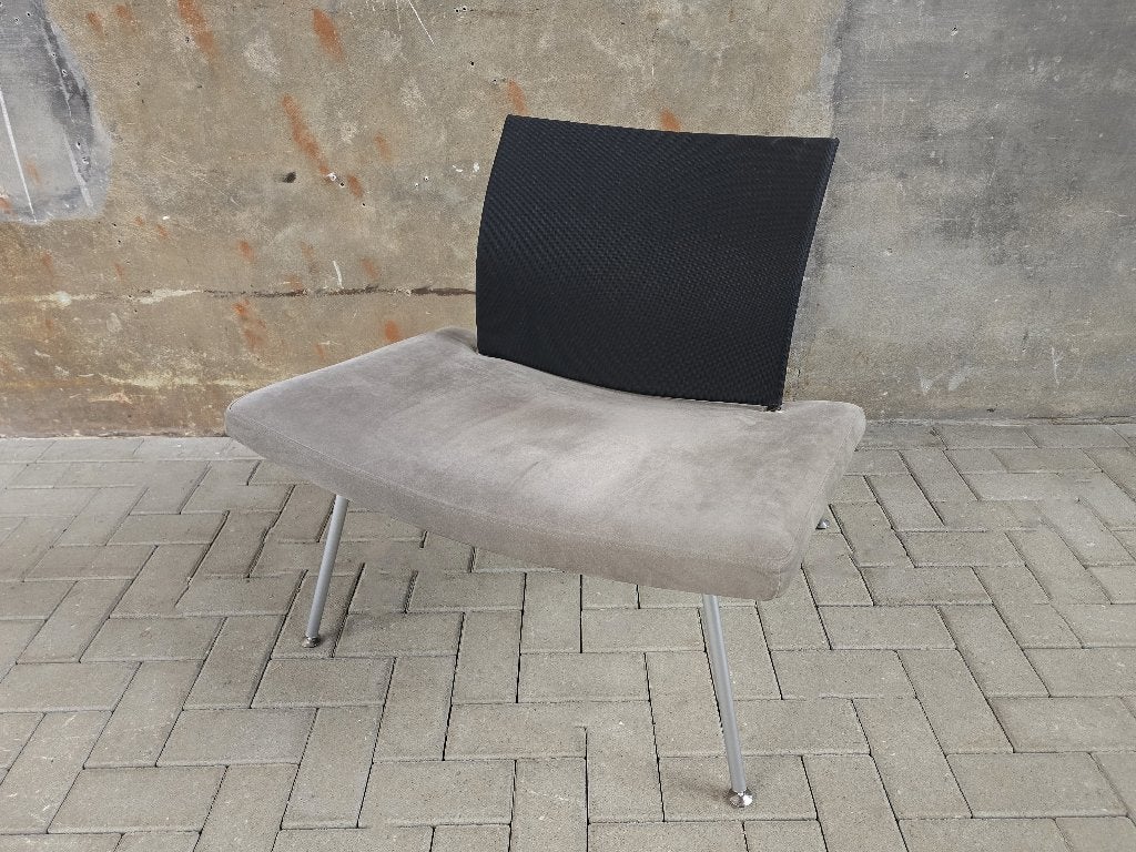 Jaren 90 Design Stoel Grijs & Zwart Suede Leer | KFF Design, Gebruikt, Ophalen of Verzenden, Leer, Minimalistisch Modern Jaren 90