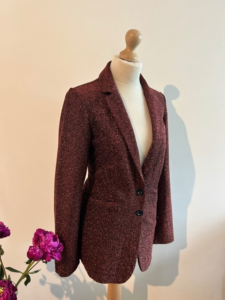 King Louie maat 42 Retro glitter blazer colbert 3318, Kleding | Dames, Bruin, Maat 42/44 (L), Ophalen of Verzenden, Zo goed als nieuw