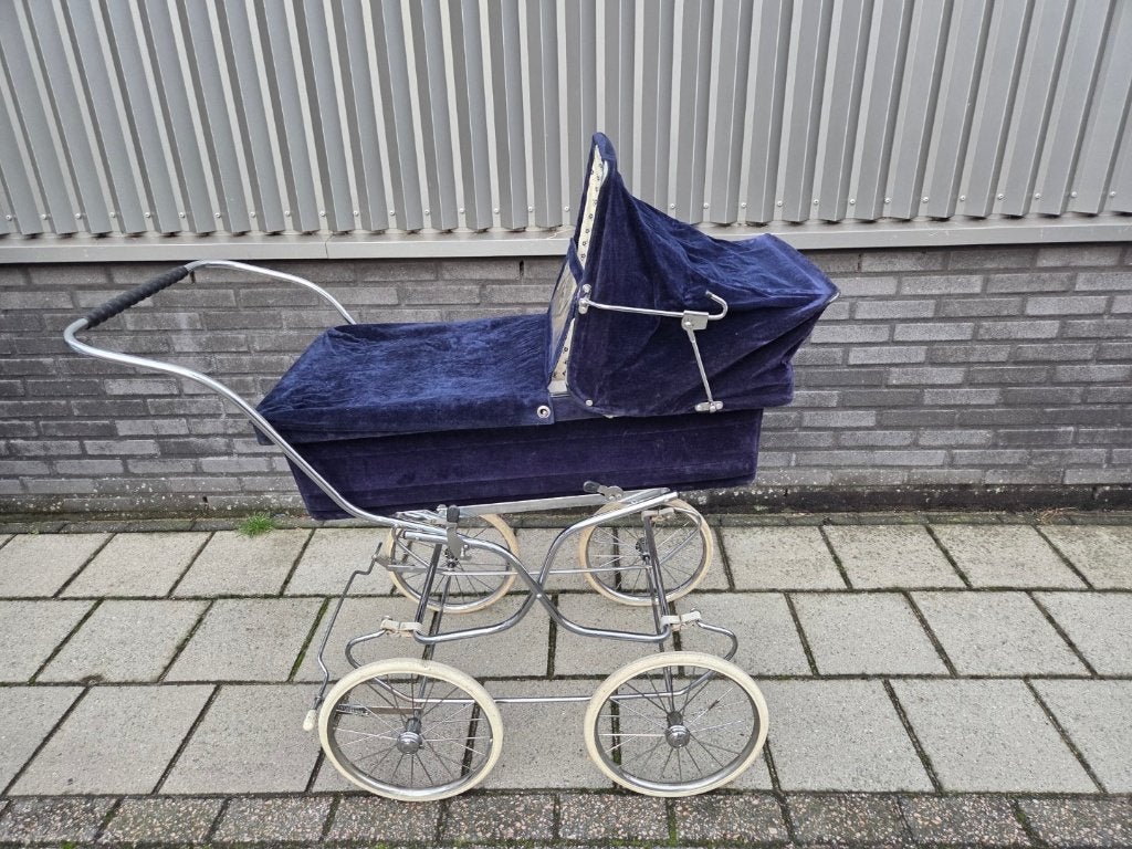Engelse Kinderwagen Blauw Wit, Ophalen