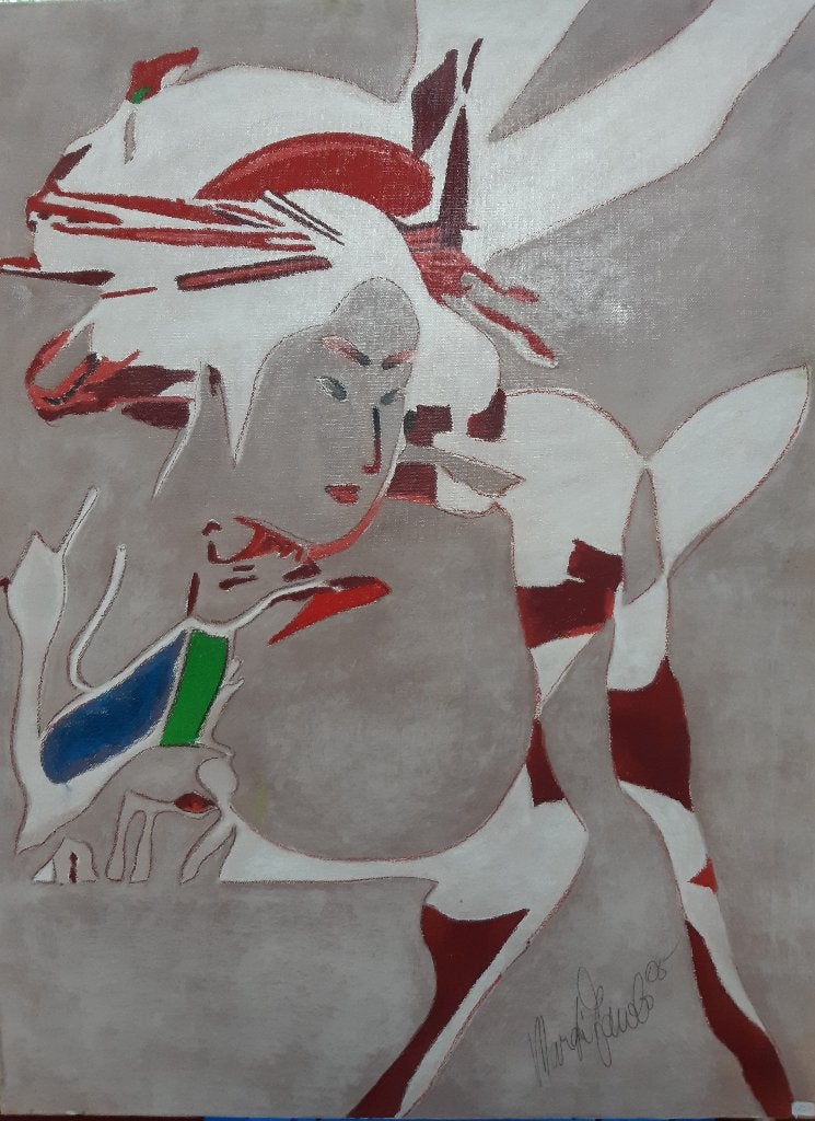 Martine Jacobs - Japanse vrouw, Antiek en Kunst, Pastel, Gesigneerd, Ophalen of Verzenden, Portret