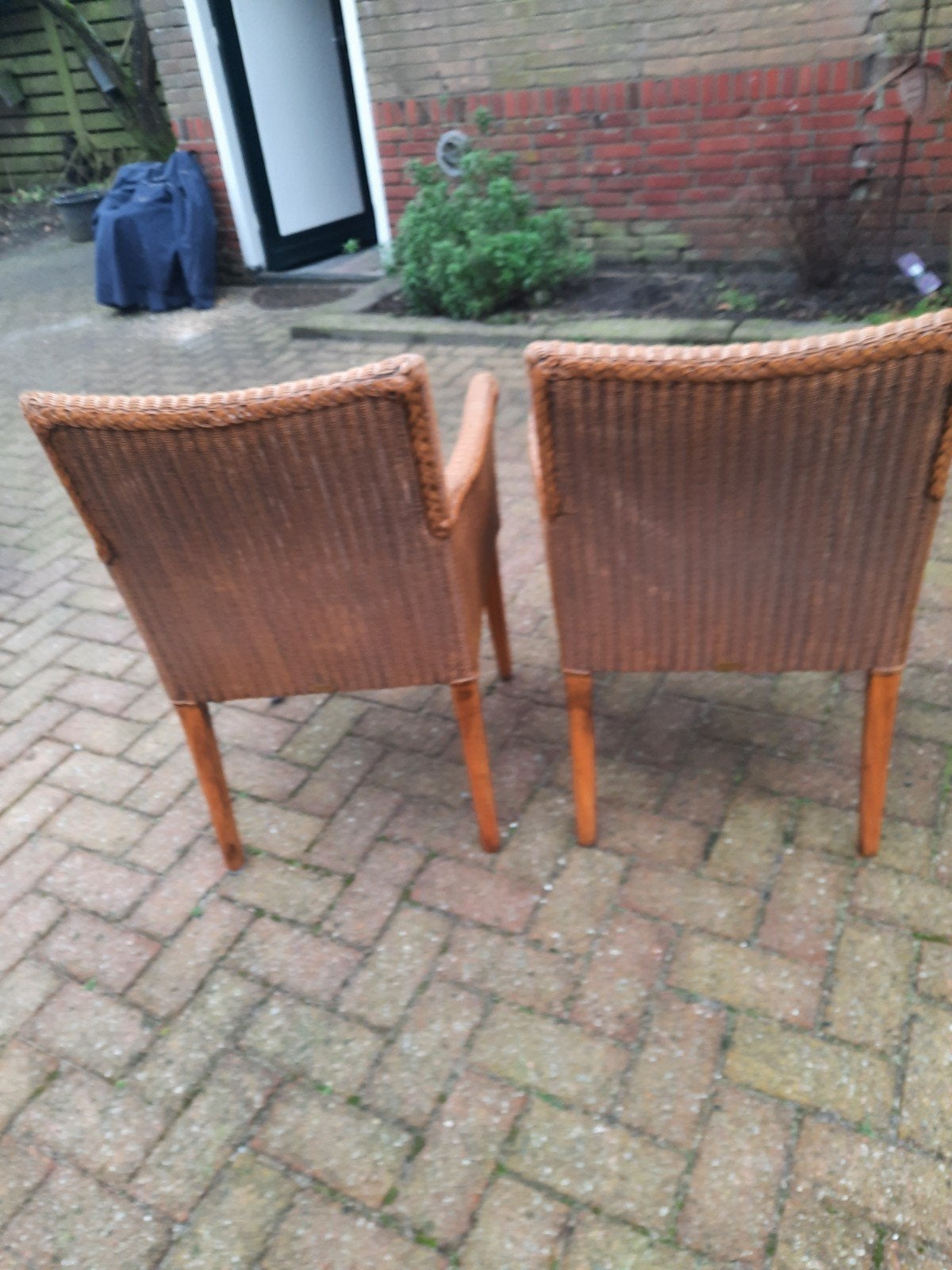 Set van 2 Loom stoelen met armleuningen, Ophalen, Gebruikt, Twee, Bruin