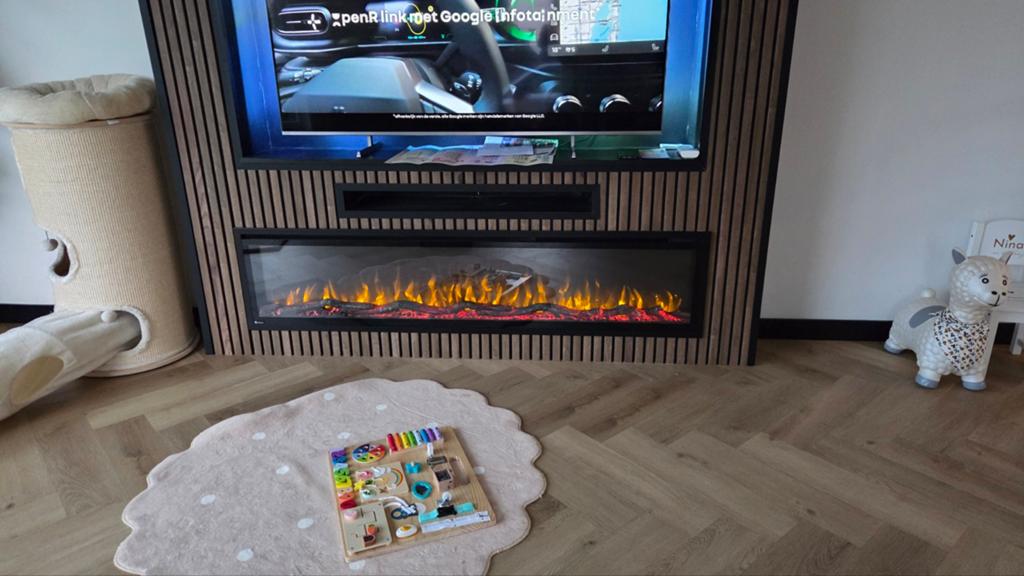 Aflamo elektrische haard 183x43x13 met verwarming, Ophalen, Gebruikt, Inbouwhaard, Elektrische haard