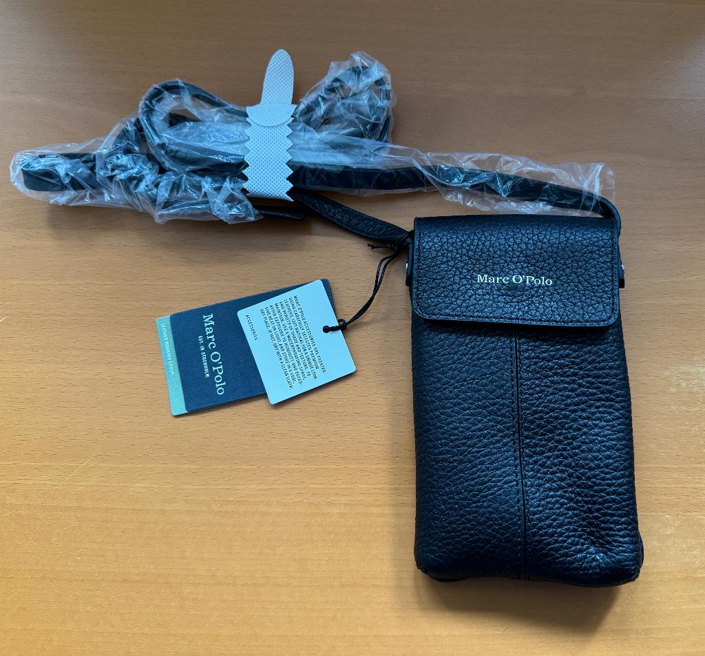 NIEUW: Marc o'Polo telefoontasje - zwart leer, Verzenden, Nieuw, Zwart, Overige typen
