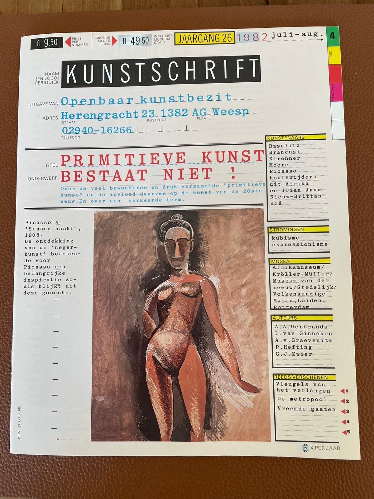 Kunstschrift 1982 nr 4 Primitieve kunst bestaat niet!, Ophalen of Verzenden, Gelezen, Muziek, Film of Tv