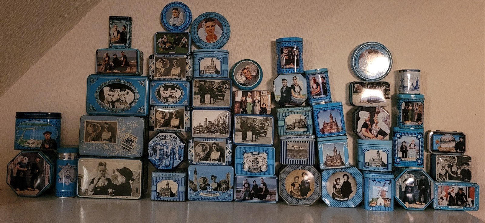 Grote collectie vintage blikken Zeeuwse Babbelaars, Ophalen of Verzenden, Gebruikt, Koek(jes), Overige merken