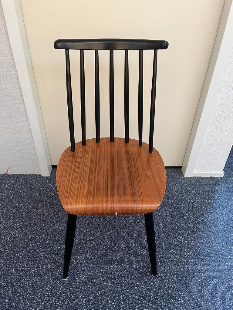 Vintage Fins design teakhouten eetkamerstoel of spijlenstoel, Huis en Inrichting, Stoelen, Ophalen, Gebruikt, Bruin, Fins