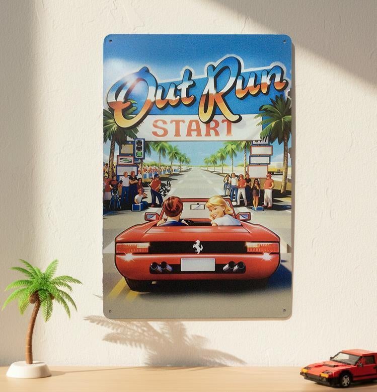 SEGA OUTRUN Retro Arcade Metalen Wandbord Poster., Spelcomputers en Games, 1 speler, Nieuw, Ophalen of Verzenden, Vanaf 3 jaar