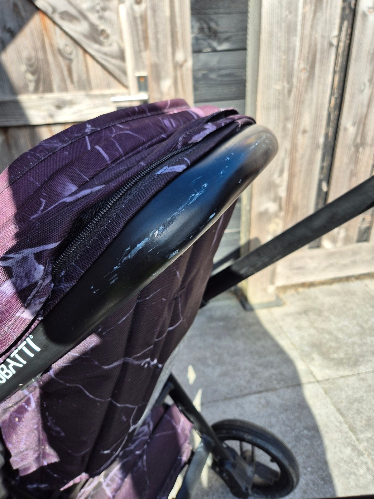Dubatti kinderwagen met reiswieg - Zwart/Paars marmer, Gebruikt, Met reiswieg, Ophalen, Kinderwagen