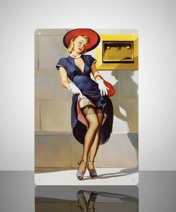 50s PIN UP Fifties Girl Metalen Wandbord Gil ELVGREN, Verzenden, Overige typen