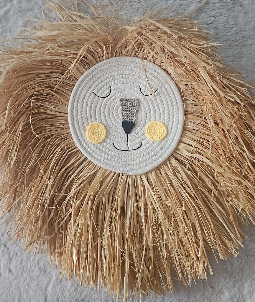 Wanddecoratie Leeuw met Strooien Manen, Overige merken, Handgemaakt, Ophalen of Verzenden, Zo goed als nieuw
