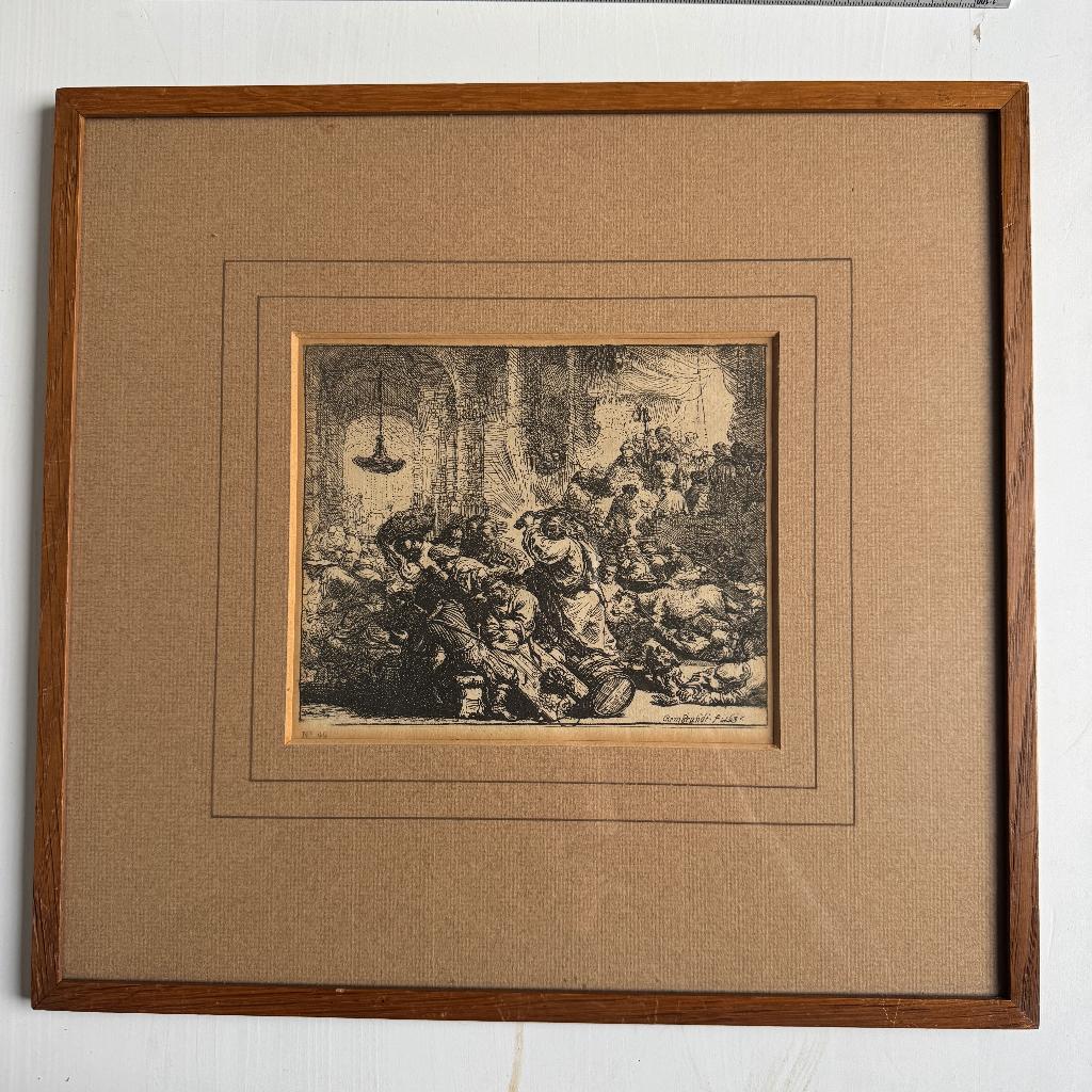Rembrandt - Christus verjaagt de geldwisselaars / p0575, Antiek en Kunst, Ophalen of Verzenden, Ets, 1800 - 1899