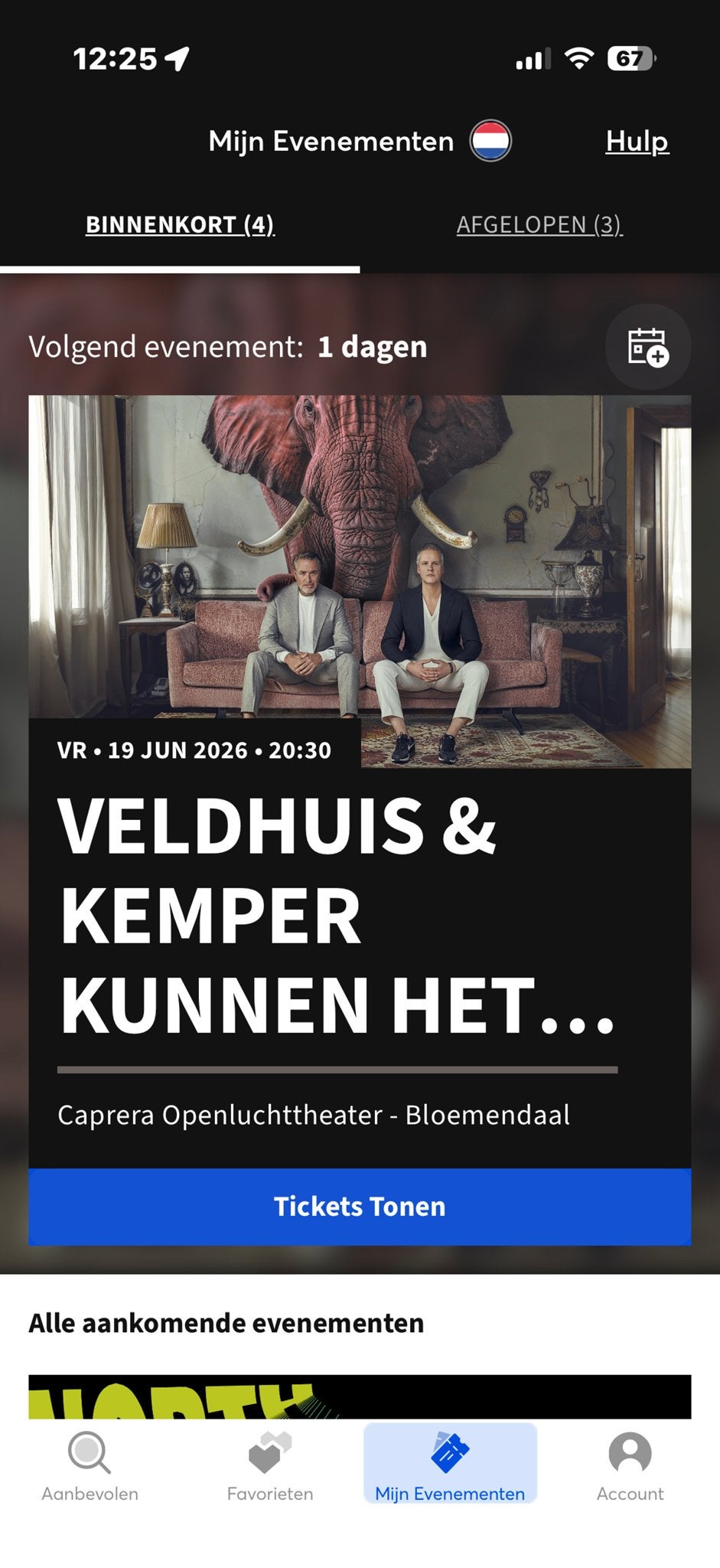 19 juni Caprera Bloemendaal: Veldhuis & Kemper 2 tickets, Twee personen, Juni