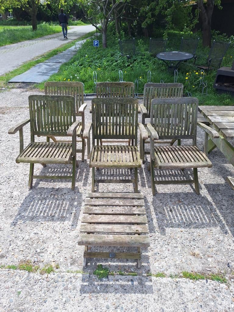 6 x tuinstoel teak tuin stoel invouwbaar opklapbaar, Ophalen, Gebruikt, Teakhout, Inklapbaar