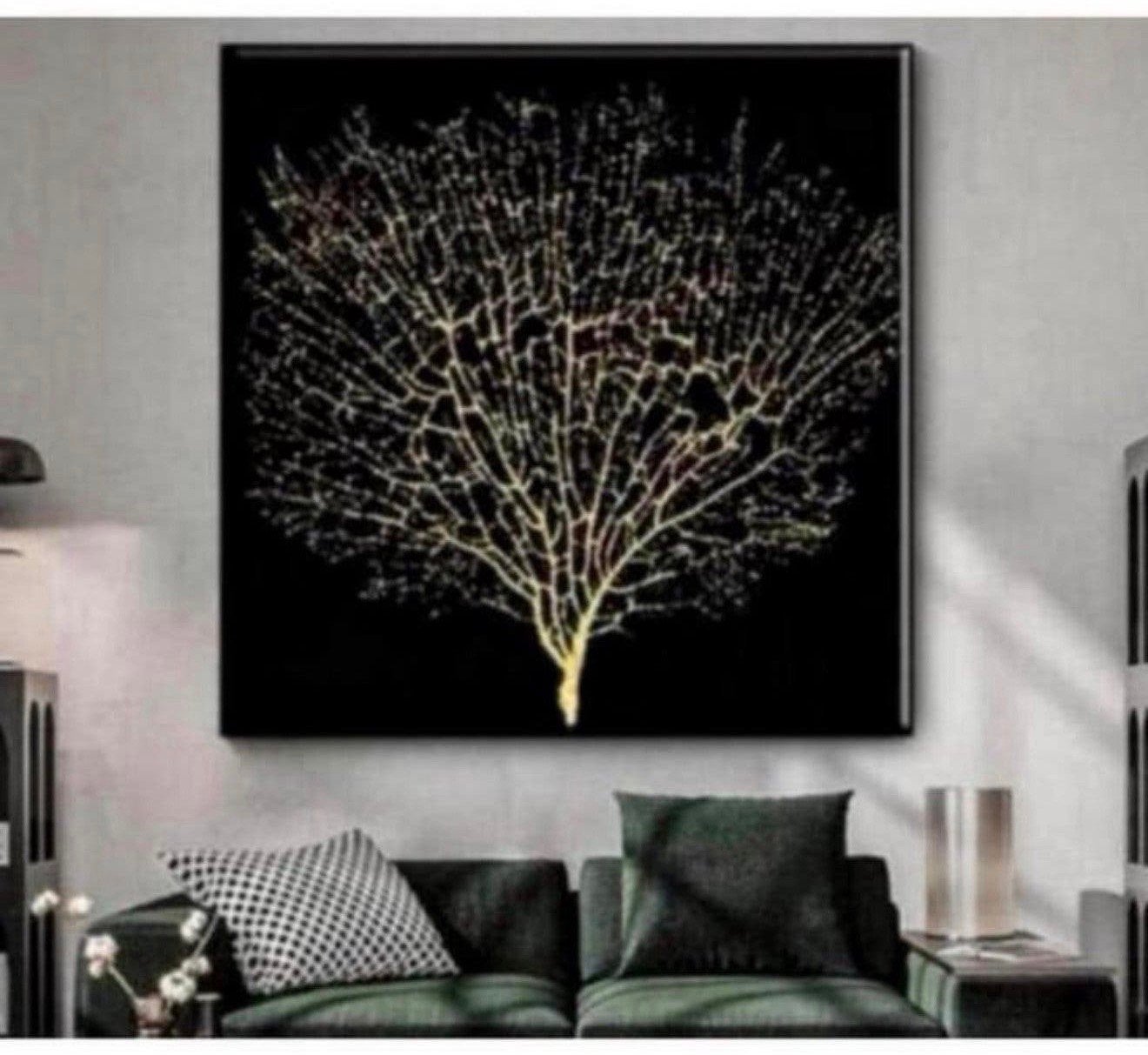 Abstract Gouden Boom van Leven goud levensboom canvas 90x90, P, 90 cm, P, P