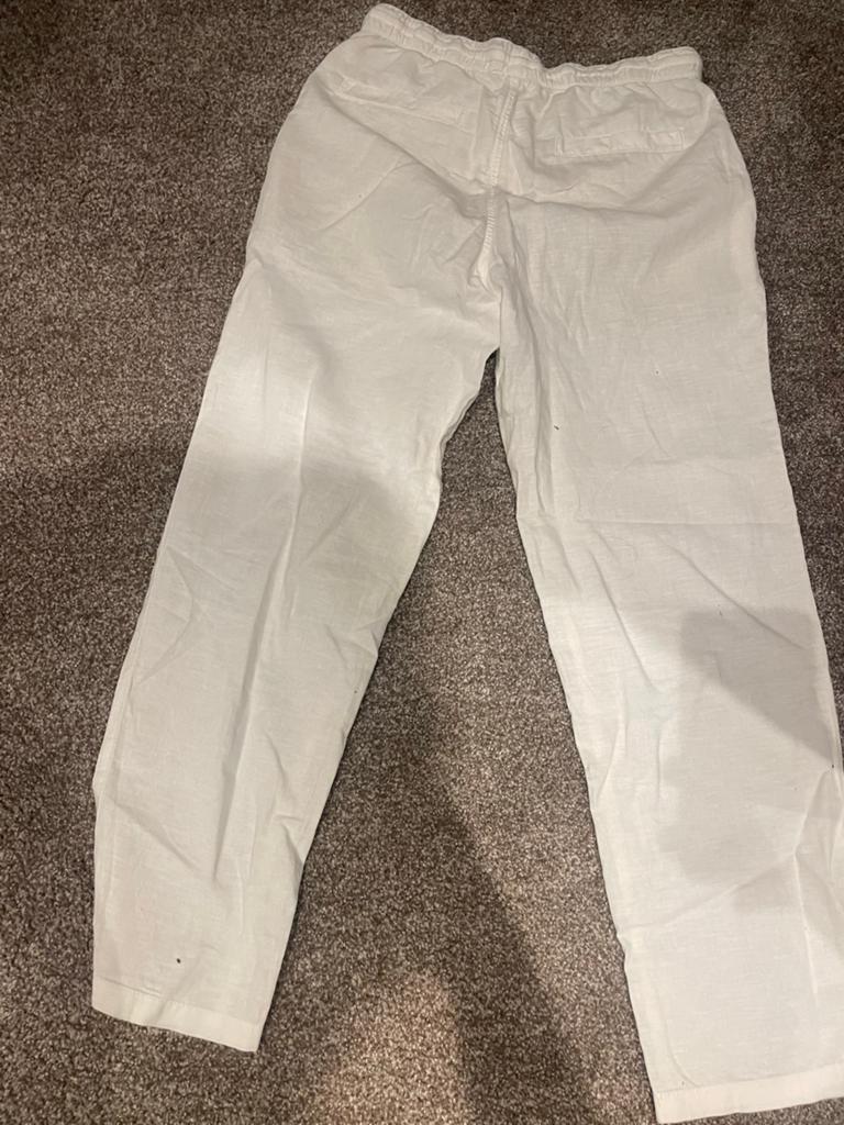 Zara Witte Linnen Broek Maat S, Wit, Ophalen of Verzenden, Zo goed als nieuw, Maat 36 (S)