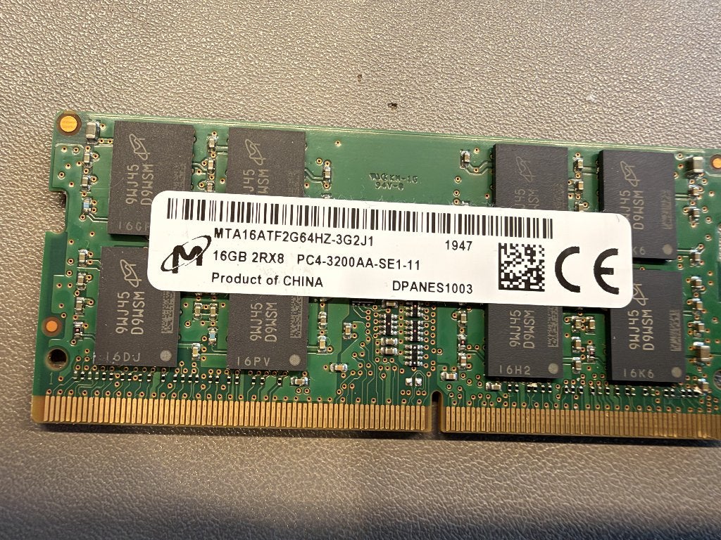 Micron 16GB PC4-3200AA SoDimm, Computers en Software, RAM geheugen, Gebruikt, DDR4, Ophalen of Verzenden, Laptop