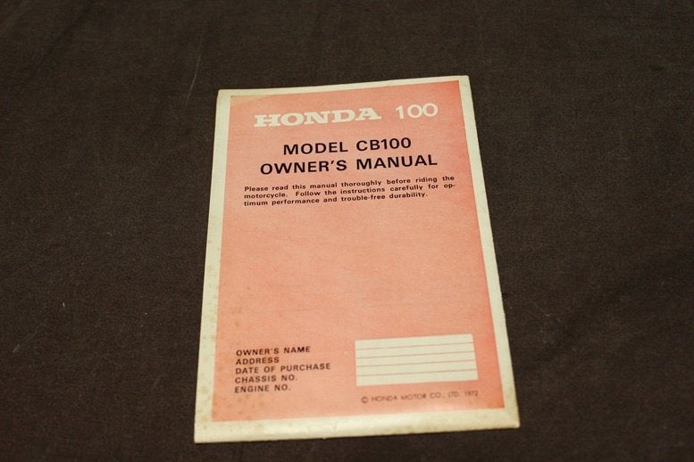 Honda CB100 1972 motorcycle owner's manual CB 100, Ophalen of Verzenden, Honda