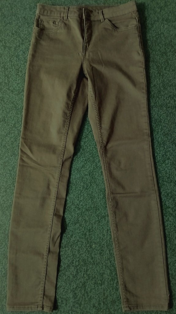 1) kaki groene stretch jeans maat 38, Maat 38/40 (M), Ophalen of Verzenden, Zo goed als nieuw, Lang