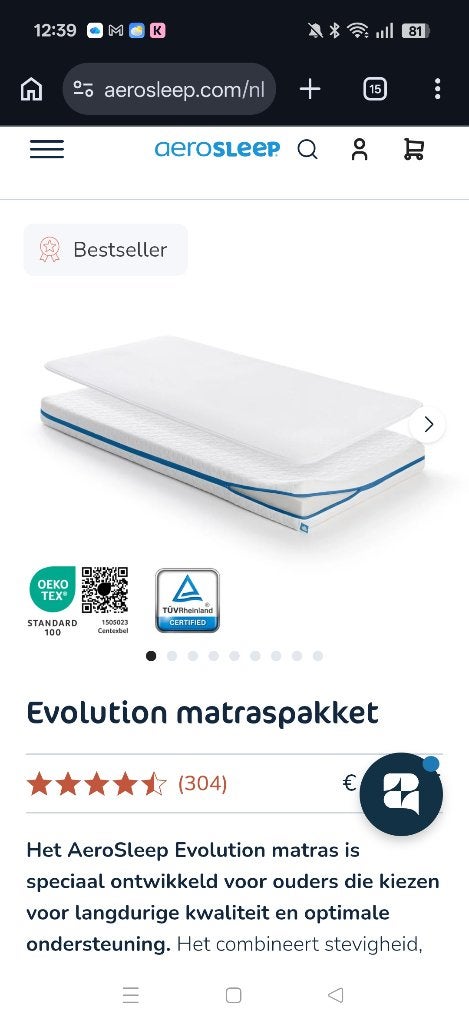 Baby bed puck met aerosleep matrasje, Kinderen en Baby's, Kinderkamer | Bedden, Zo goed als nieuw, Minder dan 140 cm, Minder dan 70 cm