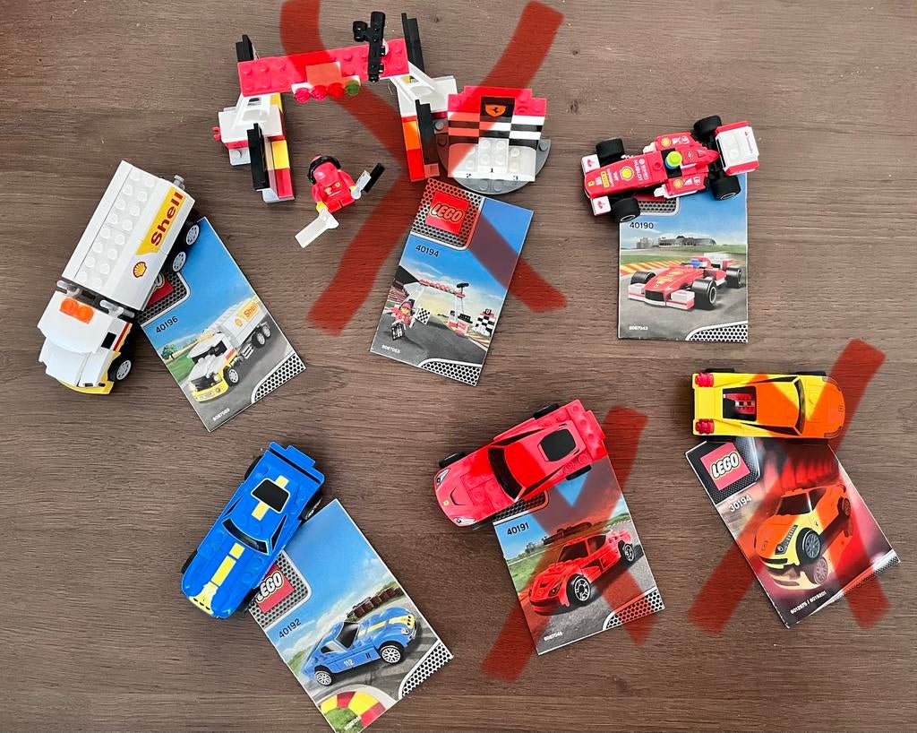 Lego Shell Racers autos 40190 40192 40196 met boekjes, Ophalen of Verzenden, Zo goed als nieuw, Complete set, Lego