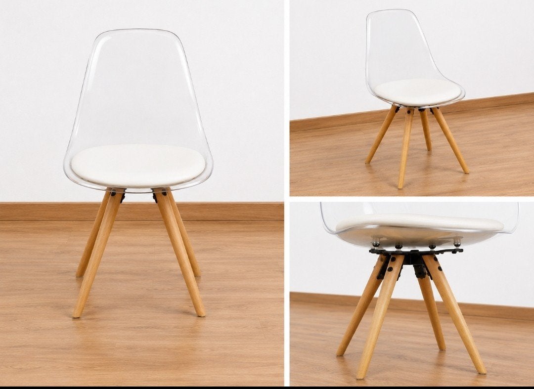 Te koop: 4 transparante eetkamerstoelen., Ophalen, Zo goed als nieuw, Overige kleuren, Kunststof