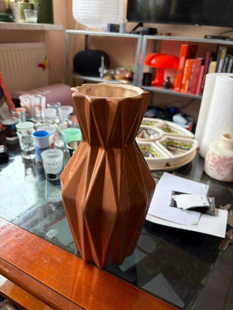 Koperkleurige keramieken vaas - Leen Bakker, Antiek en Kunst, Ophalen of Verzenden