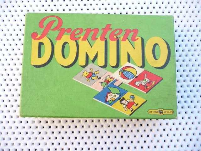 PRENTEN DOMINO JUMBO VINTAGE JAREN 70 ALS NIEUW, SPEL, Een of twee spelers, Verzenden, Zo goed als nieuw, Jumbo