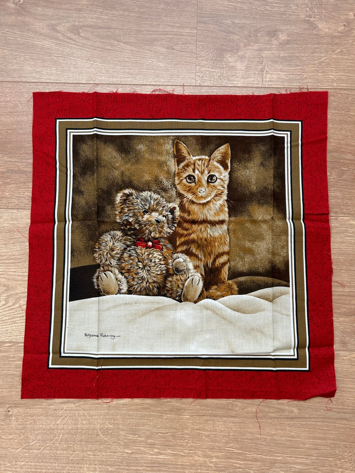 Vintage kat/beer quilt/patchwork paneel, Hobby en Vrije tijd, Ophalen of Verzenden, Zo goed als nieuw, 30 tot 120 cm, Katoen