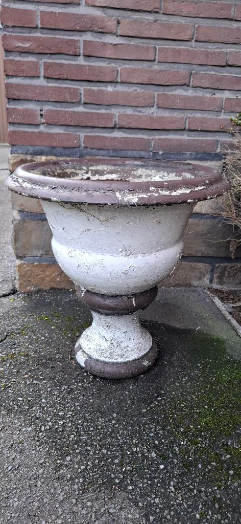 Brocante Franse stenen tuinvaas/bloempot/bloembak, Tuin en Terras, Tuinvazen, Ophalen, Gebruikt