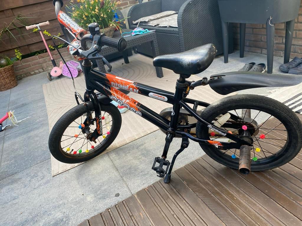 Kinderfiets Duncan Cross 16 inch - Zwart/Oranje, Ophalen of Verzenden, Gebruikt, Terugtraprem, 16 tot 20 inch