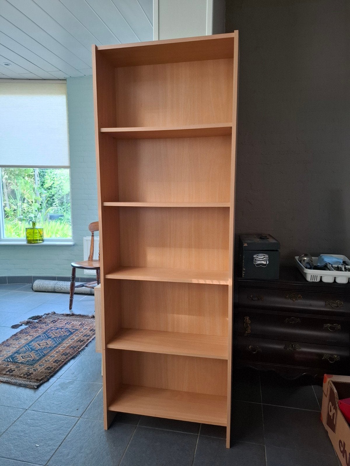 Houtkleurige boekenkast., Ophalen, 25 tot 50 cm, 50 tot 100 cm, 150 tot 200 cm
