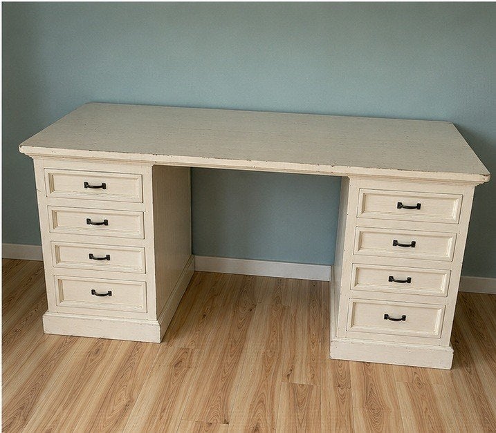 Rivièra Maison bureau 150x70 cm – 8 diepe laden – landelijk, Ophalen, Met lades, Gebruikt, 150 cm