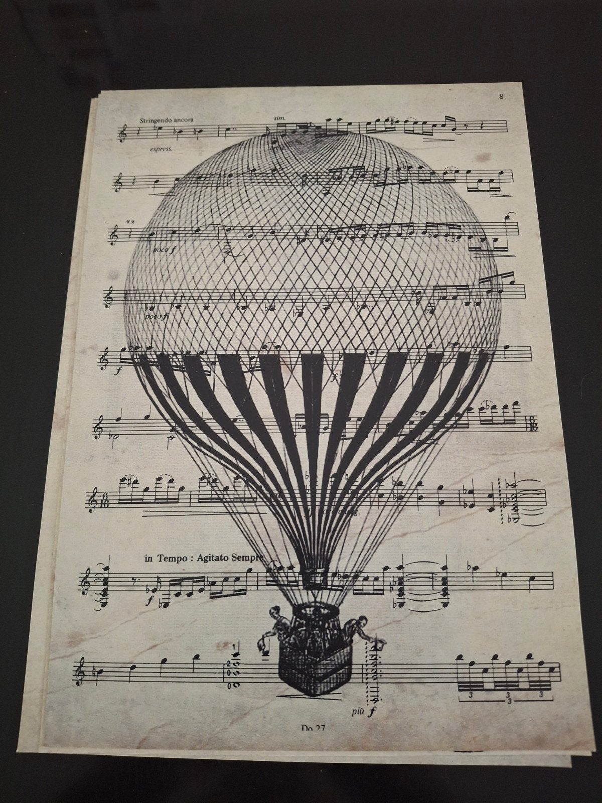 Set van 4 A4 prints op bladmuziek - Dandelion, Boom, Luchtba, Minder dan 50 cm, Nieuw, Ophalen of Verzenden, Print