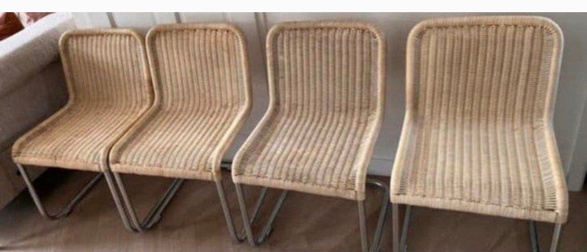 A.Lorenz Tecta design stoelen in chroom en rotan, Ophalen, Bruin, Zo goed als nieuw, Metaal