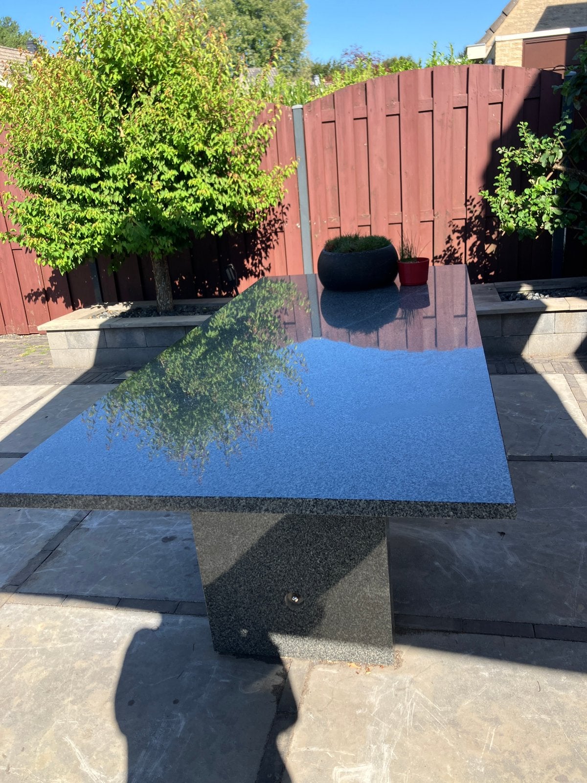Granieten tuintafel, Tuin en Terras, Tuintafels, Ophalen, Zo goed als nieuw, Rechthoekig, Overige materialen