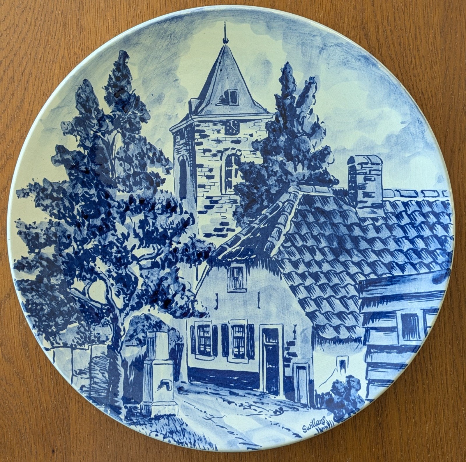 Delftsblauw bord 33,5cm, Antiek en Kunst, Ophalen