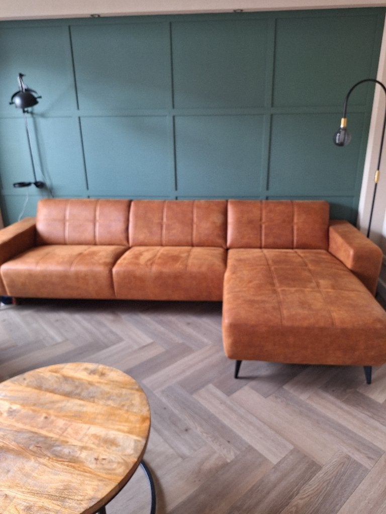 3-zits bank zgan cognackleur, Ophalen, Minder dan 75 cm, Zo goed als nieuw, Rechte bank