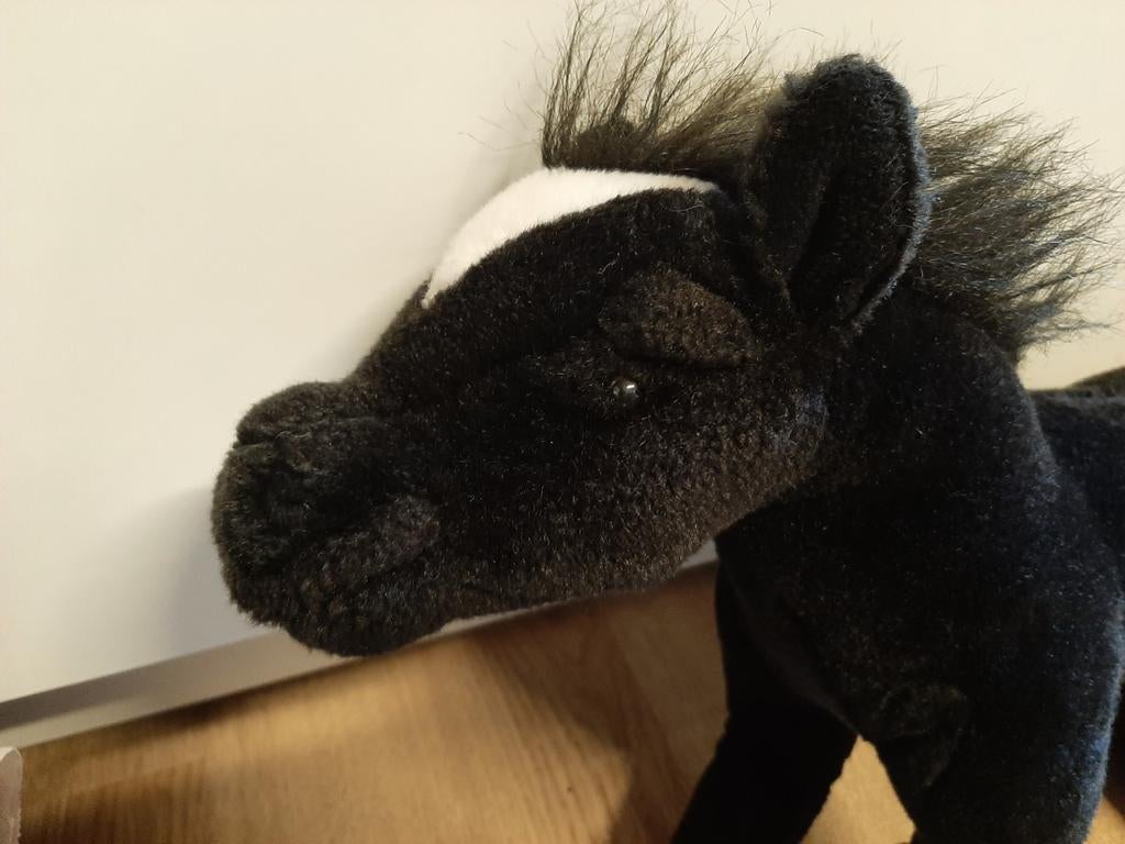 Zwart paard knuffel 40 cm, Ophalen of Verzenden