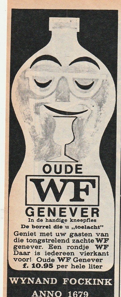 Retro reclame 1966 Wynand Fockink oude genever lachend, Verzamelen, Retro, Overige typen, Verzenden