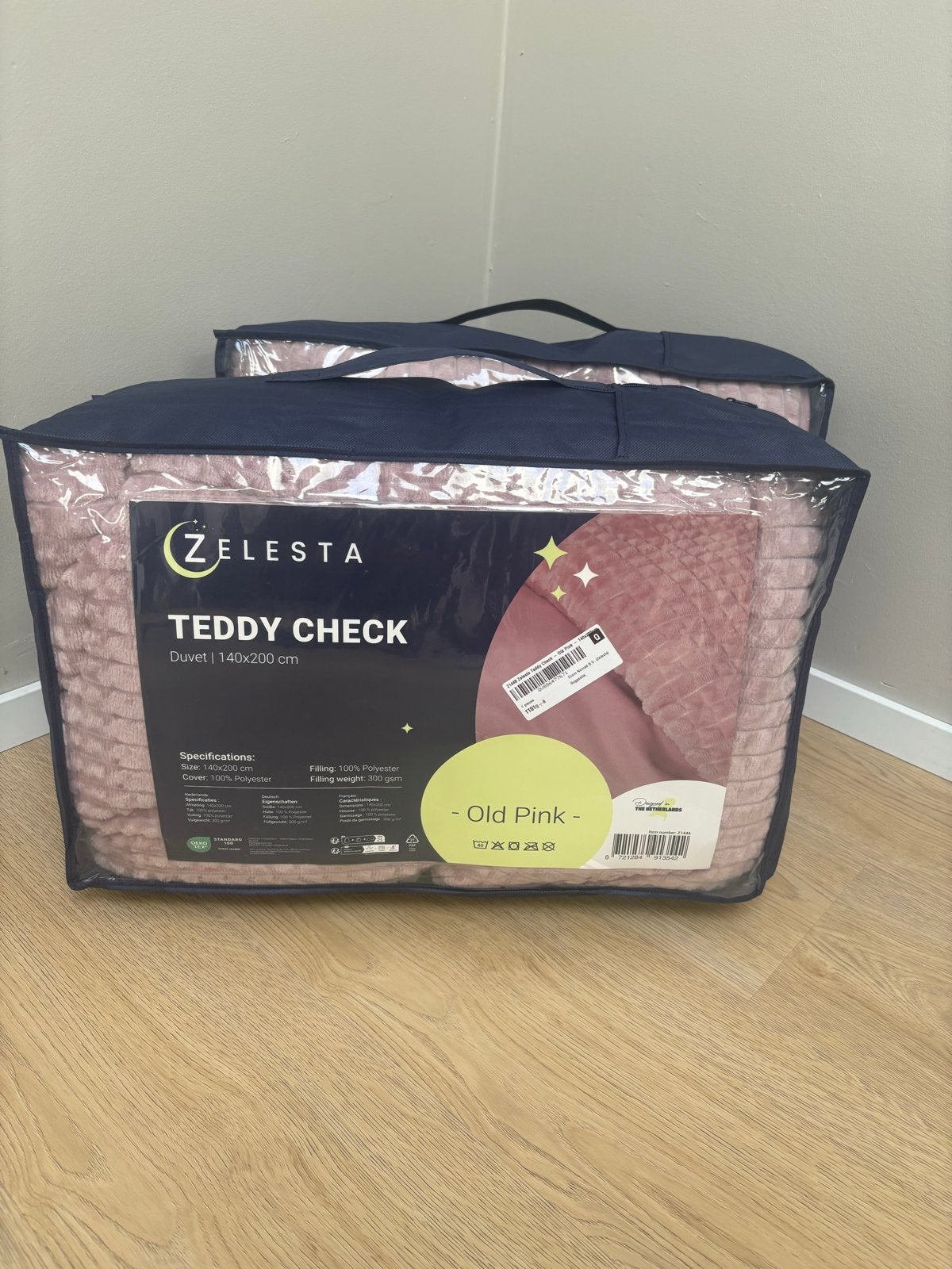 Zelesta Teddy Check Dekbed - Oud Roze - 140x200 cm, Eenpersoons, Nieuw, Ophalen of Verzenden, Deken of Dekbed