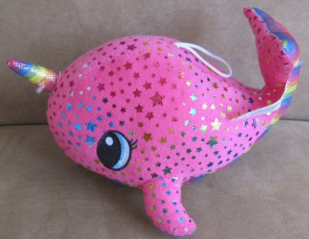 knuffel van een narwal met eenhoorn en regenboog buik, Overige merken, Overige karakters, Overige typen, Ophalen of Verzenden