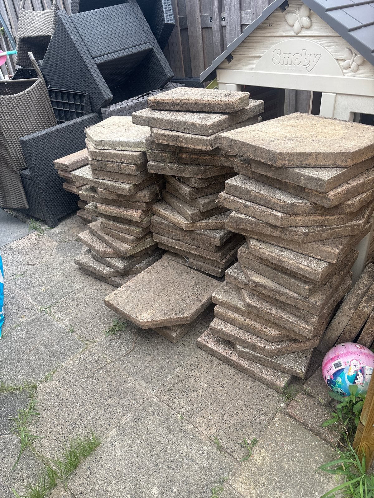 Gebruikte terrastegels, 10 m² of meer, Tuin en Terras, Ophalen, Gebruikt, 10 m² of meer, Beton