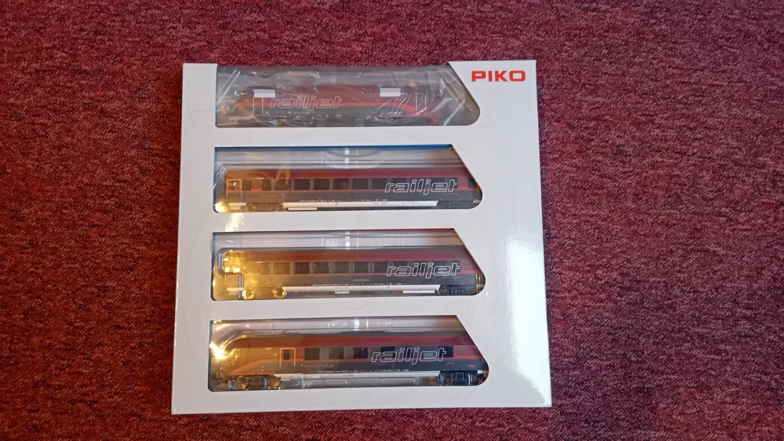Piko 58131 ÖBB Railjet Rh 1216 + 3 rijtuigen, Treinset, Gelijkstroom, Zo goed als nieuw, Piko