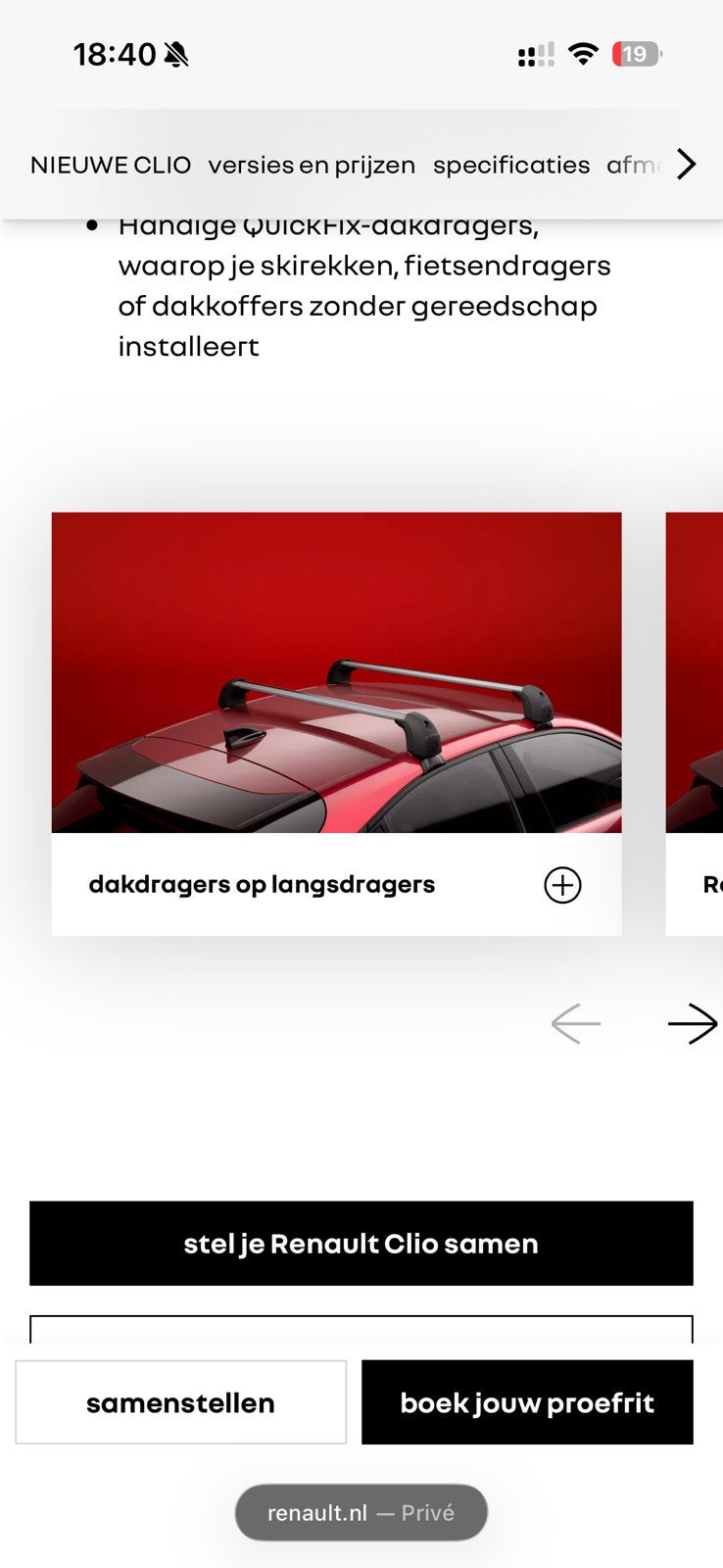 Renault Dakkoffer Dragers - Origineel, Zo Goed Als Nieuw, Ophalen, Zo goed als nieuw