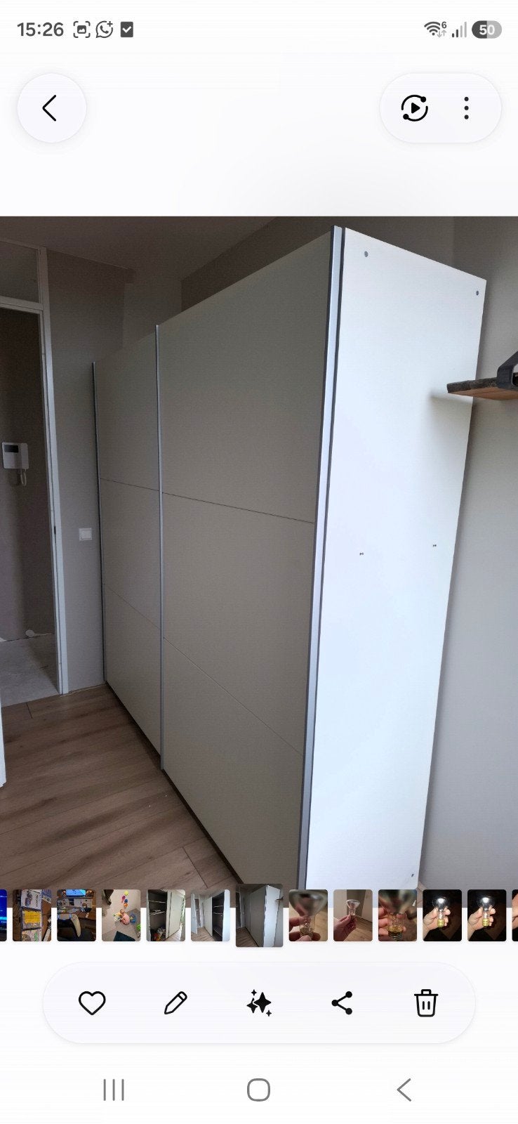 Kledingkast met schuifdeuren, 2.10m hoog, 2.18m lang, Huis en Inrichting, Ophalen, Gebruikt, 200 cm of meer, Met plank(en)