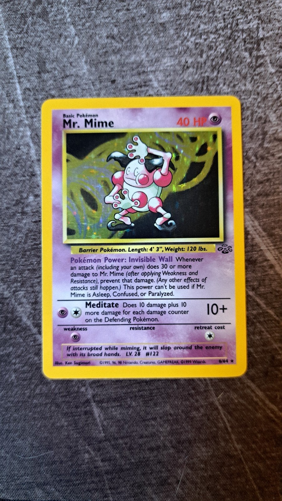 Pokémon kaart Mr. Mime Jungle NM, Ophalen of Verzenden, Zo goed als nieuw, Losse kaart, Foil