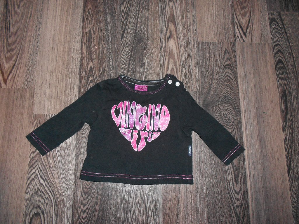 Zwart met roze meisjeslongsleeve ( maat 62 ) vingino, Kinderen en Baby's, Ophalen of Verzenden, Zo goed als nieuw, Meisje, Shirtje of Longsleeve
