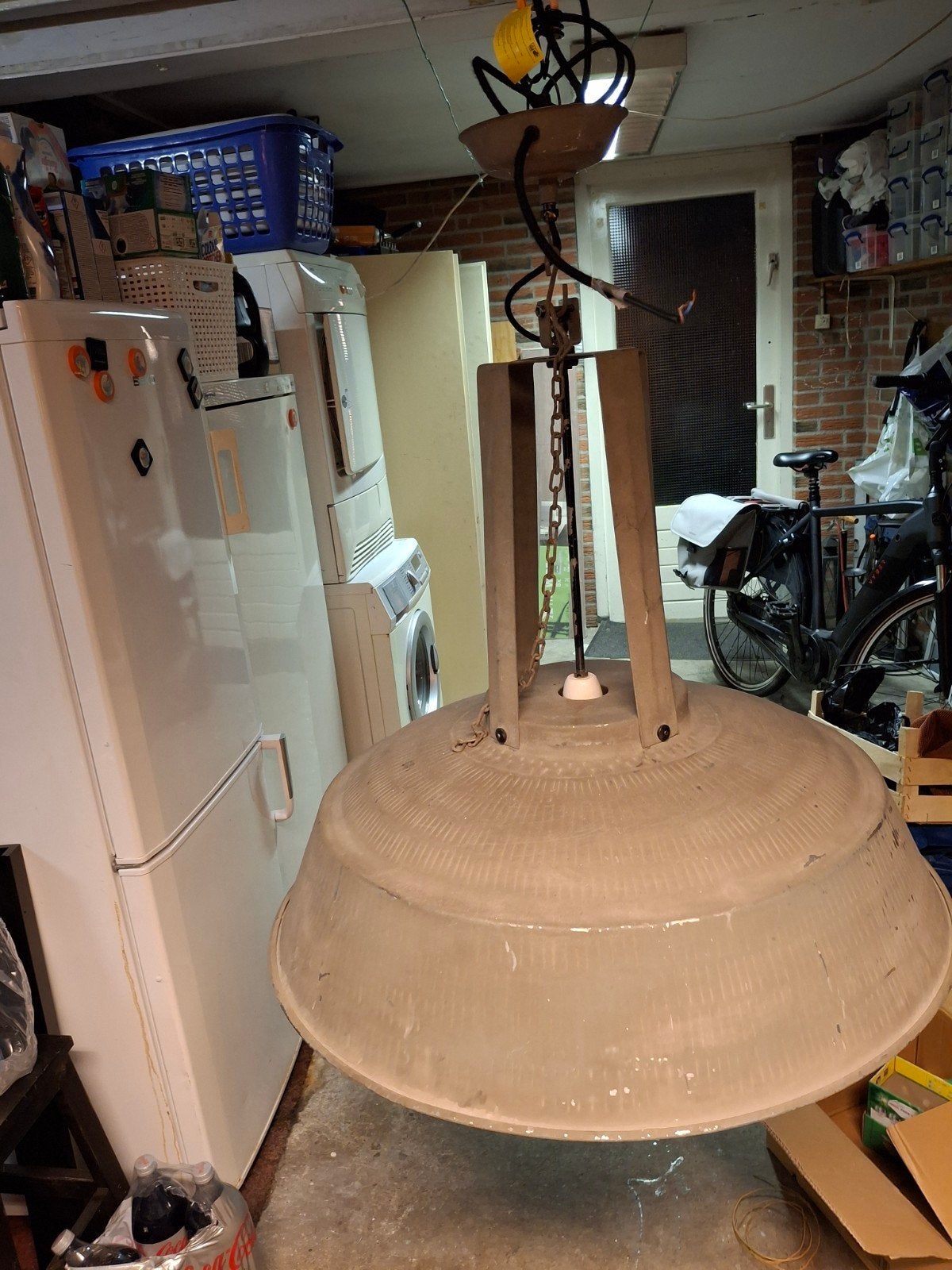 Grote antieke industriële hanglamp, Ophalen
