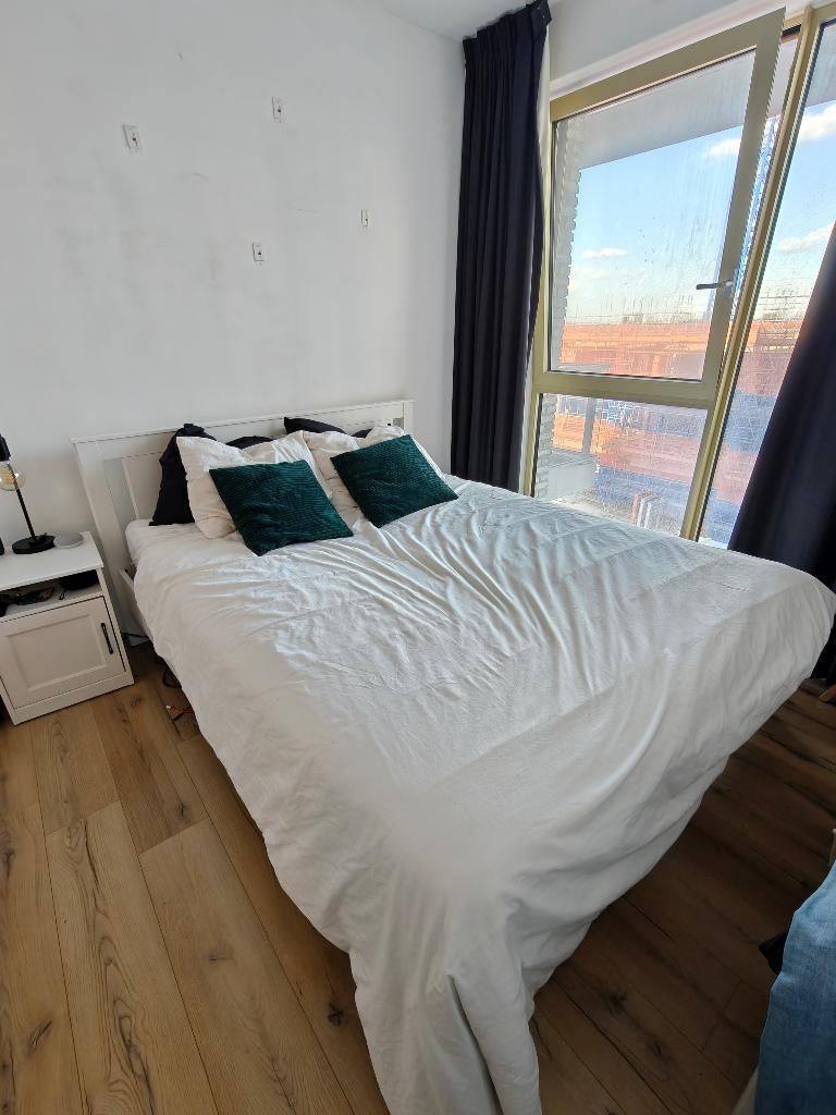 Ikea tweepersoonsbed, Ophalen, Gebruikt, Wit, Tweepersoons