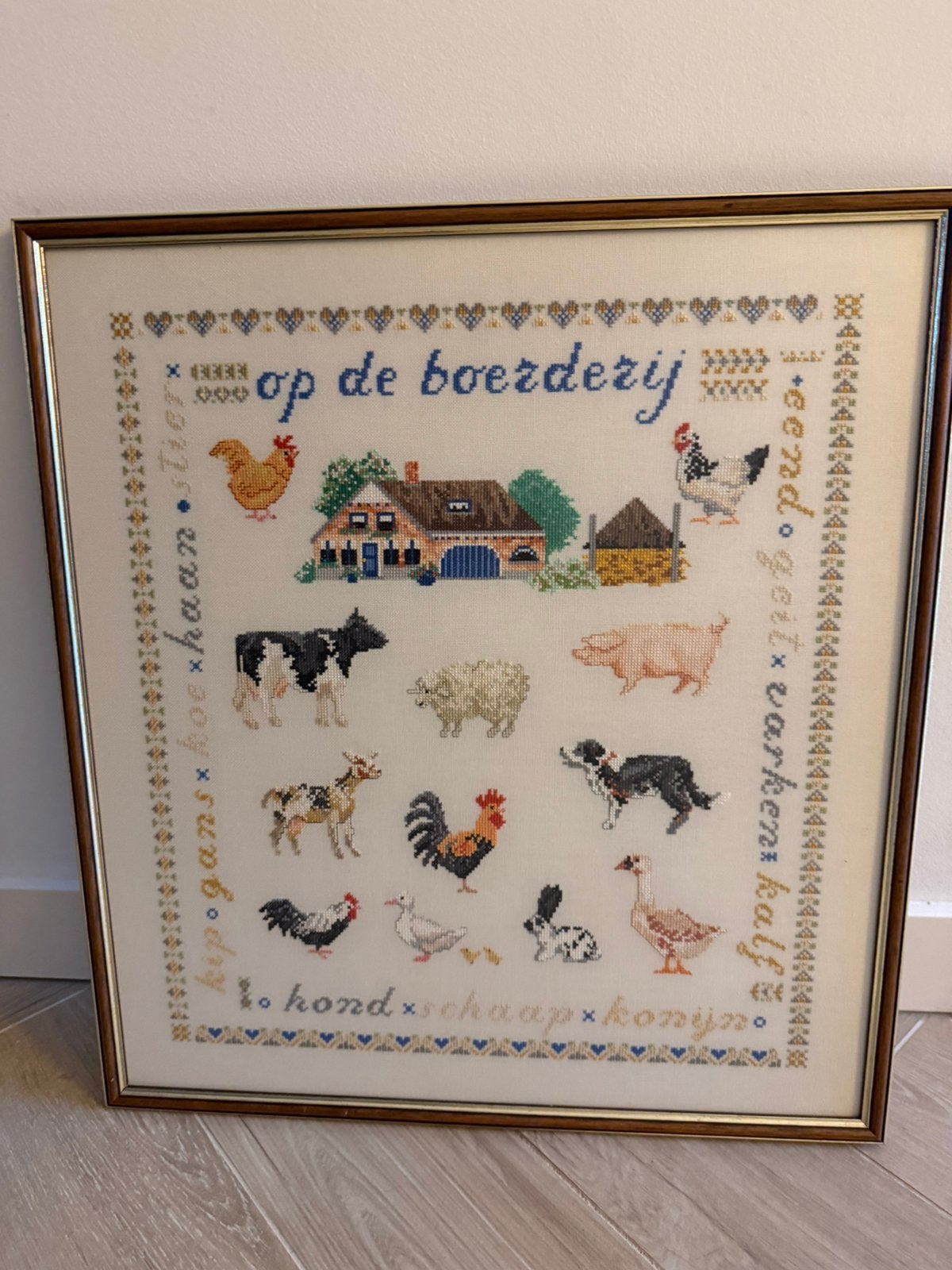 Geborduurde schilderij Op de boerderij, Ophalen of Verzenden